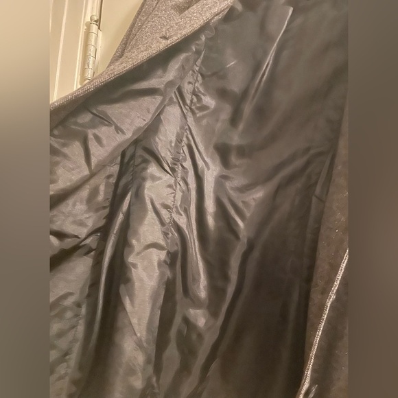 Pendleton Gray Wool Silk Blend Tweed Black Leather Trim Blazer Size 12 Tall - Picture 7 of 10